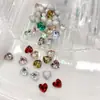 Uña Artística Explotando Cristal Corazón de Melocotón Diamante de Punta K9 Joyería Celebridad de Internet Popular Amor Súper Brillante Uña Corazón Torcido Diamante Al Por Mayor