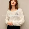 Nuevo Estilo Primavera/Verano 2026 Elegante Madura Corto de Punto Hueco Chaqueta Cárdigan para Mujeres Petitas