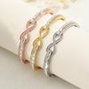 Pulsera de estilo nuevo para mujer con diamantes redondos, simple, de alto carbono, con diamantes, oro blanco, estilo Mori, estilo novia, ligera, de lujo, con 8 palabras.