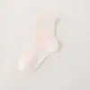 Calcetines para niñas primavera y verano malla fina puño suelto borde de volantes calcetines cortos para bebé calcetines de algodón transpirables absorben el sudor antiolor calcetines al por mayor