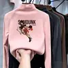 Camiseta de manga comprida com gola alta para meninos De Rong, novo estilo outono/inverno, top moderno para crianças e bebês, adequada para usar no outono
