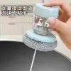 Escova de Lavar Louça com Dispenser Automático de Líquido, Escova de Limpeza de Panelas Tipo Pressão para Preguiçosos, Escova de Limpeza com Lã de Aço Específica para Cozinha