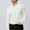 Otoño e Invierno Hombres Texturizado Casual Versátil Tejidos Parte Superior Masculina Cremallera Parcial Solapa Manga Larga Suéter Sencillo Hombres