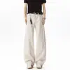 Pantalones casuales de algodón puro estilo americano para hombre, pantalones negros rectos holgados para primavera y otoño, pantalones de trabajo de pierna ancha modernos y elegantes para hombre