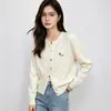 Cárdigan de punto grueso para mujer, otoño/invierno 2026, estilo coreano, diseño lindo de cachorro de dibujos animados, adecuado para figuras petite, chaqueta suéter