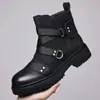 Botas de cuero para hombre transfronterizas con suelas gruesas, botas de montar de media caña que aumentan la altura, zapatos de cuero de moda estilo coreano para hombre, zapatos transpirables y modernos para hombre