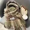 Cachecol Feminino Inverno High-End Xale Xadrez Quente Estilo Coreano Atmosfera Xale de Estudante Versátil Gola Alta Tendência Casal
