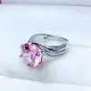 Anillo Transfronterizo Shake Voice Fast Hand Live Explosiones Ocho Corazones Ocho Flechas Circonita Imitación Moissanita para Mujeres y Hombres Anillo de Boda de Seis Garras Venta al por Mayor