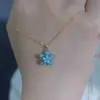 Nuevo Collar con Colgante de Flor de Hielo Azul Fresco de Verano, Collar Sencillo y Favorecedor para la Piel al por Mayor