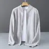 Chaqueta de punto 100% lana pura para hombre, con patrón de espiga de trigo, estilo business-casual, cuello alto, cremallera y corte holgado y versátil
