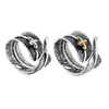 Anillo de Cruz de Pluma Retro Europeo y Americano Haiteng Anillo de Acero de Titanio 316 Anillo de Dedo Pulido de Moda para Hombre Anillo de Acero Inoxidable