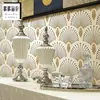 Papel Tapiz de Lujo Ligero Americano Moda Moderna Dorado Dormitorio Comedor Pared de Fondo de TV Pluma de Pavo Revestimiento de Pared