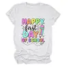 Feliz primeiro dia no site independente da Amazon eBay camiseta casual feminina de gola redonda e manga curta