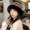 Chapéus de Inverno para Mulheres, Chapéus de Tricô com Padrão Color-Blocked, Estilo Japonês Chapéus Bacia para Circunferência Craniana Grande Proteção para Orelhas, Chapéus de Pescador Quentes com Forro de Lã, Tendência