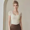 Roupa de Yoga para Mulheres 2026 Verão Novo Ajuste Slim Costas Bonitas Manga Curta Camiseta Esportes ao Ar Livre Pilates Fitness Top