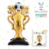 Globos de Papel de Aluminio Temáticos de la Copa Mundial Mecrla, Trofeo de Campeonato, Base de Soporte, Montón de Fútbol, Celebración de Fiesta