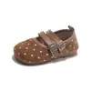 Sapatos de couro para meninas 2026 outono novo sapatos Birkenstock, sapatos de um só tom versáteis e da moda, mocassins infantis de bolinhas, AliExpress