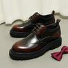 [Exclusivo VIP] Sapatos Masculinos de Solado Grosso Couro Genuíno Brogue Esculpido Britânico Bico Fino Formal para Negócios Aumento de Altura Sapatos de Couro
