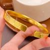 Pulsera de la suerte de loto, pulsera abierta de oro y arena de la herencia antigua, pulsera cuadrada retro elegante para mujer