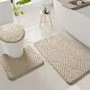 Juego de Baño de Tres Piezas de Terciopelo de Algodón con Espuma Viscoelástica, Hoja, Transfronterizo, Absorción de Agua, Alfombrilla Antideslizante para Piso, Alfombrilla para Inodoro
