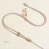 Cordão Pendente para Assento de Lótus Tecido à Mão Aventurina Ajustável Jade com Corda Pingente de Jade Ágata Corda para Pendurar no Pescoço Colar