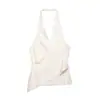 Marca Z Satén de Seda Zr Comercio Exterior Estilo Europeo y Americano Cuello Halter Textura Chica Picante Venta al por Mayor Top Sexy Moda Za