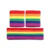 Pulseira Colorida Arco-Íris Colorida Absorvente de Suor Esportiva Seis Cores Toalha Pulseira de Pulso Suporte de Pulso para Basquete Badminton Tênis Atacado