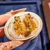 Colar com Pingente Gota D'água Diamante Amarelo Escovado Retro Italiano Anel de Diamante Vermelho Brincos de Diamante Verde Conjunto Tesouro Colorido para Mulheres