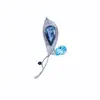 Broche Azul Folha de Alta Qualidade Novo e Resistente, Broche de Flor de Corsage Exquisito Feminino de Alta Qualidade, Tendência de Joias de Nicho