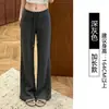 Calça Jogger Esportiva Casual Yoga Cinza Escuro Feminina Outono Inverno 2026 Nova Cintura Alta Modeladora lulu Calça de Caimento Leve Micro Flare