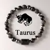 12 Pulseiras de Signos do Zodíaco Acessórios de Joalheria Transfronteiriços Capricórnio Touro Pedra Olho de Tigre Pedra Natural Pulseiras dos Doze Signos do Zodíaco