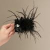 Pinza de plumas negras de alta calidad para mujer 2024 Nuevo Pinza para el cabello para coleta alta, moño alto, artefacto fijo, horquilla, tocado