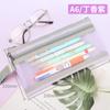 Bolsa de Archivo A6 Jerry Macaron Gran Capacidad Cremallera Transparente Bolsa de Almacenamiento Pequeña Fresca Lona Impermeable Personalizable