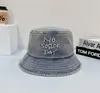 Sombrero de Pescador Lavado Retro de Mezclilla Bordado con Letra para Hombre y Mujer, Cara Pequeña, Sombrero Plegable de Protección Solar para Primavera y Verano