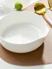 Bol de Hueso Doble Asa Bol para Cocinar al Vapor Bol para Fideos Horno de Microondas Horno de Cocción Bol para Freidora de Aire Bol de Sopa Doble Asa Hogareño