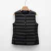 Chaleco de Mujer Pinghu Chaleco Chaqueta de Plumas Chaleco Interior Cintura Corto Ligero Capa Interior Otoño e Invierno Cuello Redondo Forro de Plumas