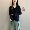 Cárdigan de punto con cuello en V para mujer talla grande, nuevo estilo primavera/otoño, adelgazante y favorecedor, suéter abrigo suave y cómodo