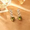 Pendientes Corazón de Circonita de Colores, Suaves y Románticos, Moda de Alta Gama, Lujo Ligero, Pendientes Elegantes, Joyería Dulce Estilo Princesa