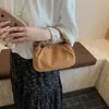 Bolsa de mão plissada estilo coreano, bolsa quadrada pequena para mulheres, bolsa de ombro casual, acabamento fosco retrô, bolsa de ombro, bolsa transversal, bolsa da moda em formato de nuvem