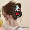 Pinza de tiburón negra en forma de corazón para recogido, elegante pinza para el pelo floral para la parte trasera de la cabeza, gran accesorio para el pelo de pinza de garra estilo nuevo 2026