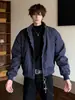 Chamarra Bomber cleanfit Desestructurada con Cuello Alto para Hombre Chaqueta de Béisbol Americana Oversize Hombro Recto Chaqueta de Trabajo