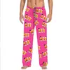 Pantalones de pijama casuales con cordón para hombre y mujer con estampado de dibujos animados para parejas, pantalones caseros personalizables
