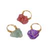 Venta caliente transfronteriza cristal natural piedra bruta irregular mineral etiqueta anillo abierto cristal rosa blanco púrpura anillo enrollado hecho a mano