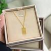 Chegada nova 2023 colar rico de barra de ouro pequena feminino banhado a ouro 18k sorte tijolo de ouro pequeno bloco de ouro não desbota corrente de suéter por muito tempo