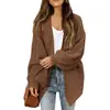 Amazon transfronterizo cárdigan de punto grueso para mujer con manga de farol talla grande 2026 otoño/invierno nuevo suéter de punto con bolsillo abrigo de mujer