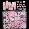 Adornos para Uñas de Lazo Caliente Transfronterizos Perla de Resina Flor de Cinco Pétalos Amor Set de 12 Cajas para Uñas DIY