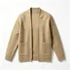 Cardigan Masculino Outono/Inverno 2026 Cor Sólida Tricô Texturizado Peça de Sobrepor Jovem Gola Careca Solto Suéter Casual Manga Longa Tricô