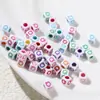 6*6mm Abalorios Acrílicos de Agujero Grande Cuentas Sueltas Coloridos Goteo de Aceite Letras Inglesas Cuentas Cuadradas Material para Manualidades con Cuentas
