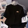 Camiseta Negra de Manga Corta de Seda de Leche para Mujer Verano 2026 Nuevo Estilo Estampada Básica Holgada Aspecto Adelgazante Tops para Hombres y Mujeres