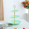 Mesa de Sobremesas de Três Camadas Porta-Exibição de Enfeites Rack para Bolo de Casamento Festa de Aniversário Conjunto para Lanche Doce e Chá Prato de Frutas para Sobremesa de Mesa